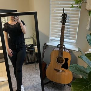 See-Through Black Crochet Medium Crop Top